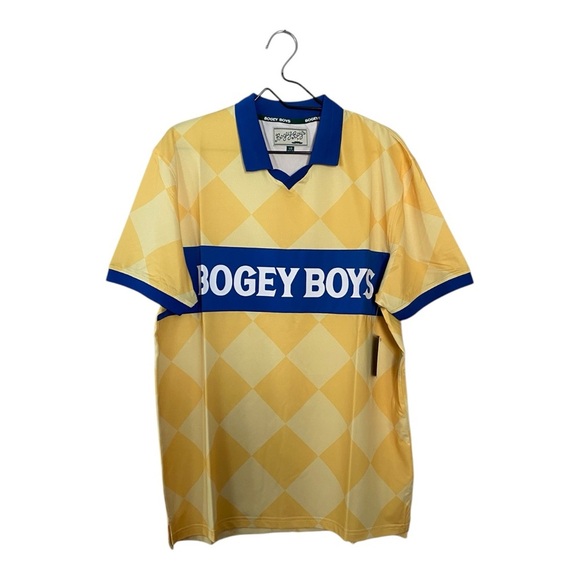 Bogey Boys Yellow Logo Checkered T Shirt Men’s Size Large Golf Tee NEW - Picture 1 of 8